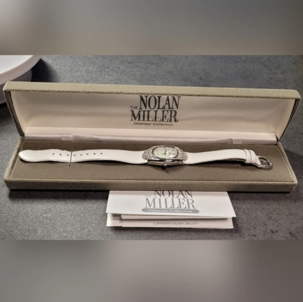 Nolan Miller Silver Tone Crystal Embellished Stainless Steel Ladies Watch